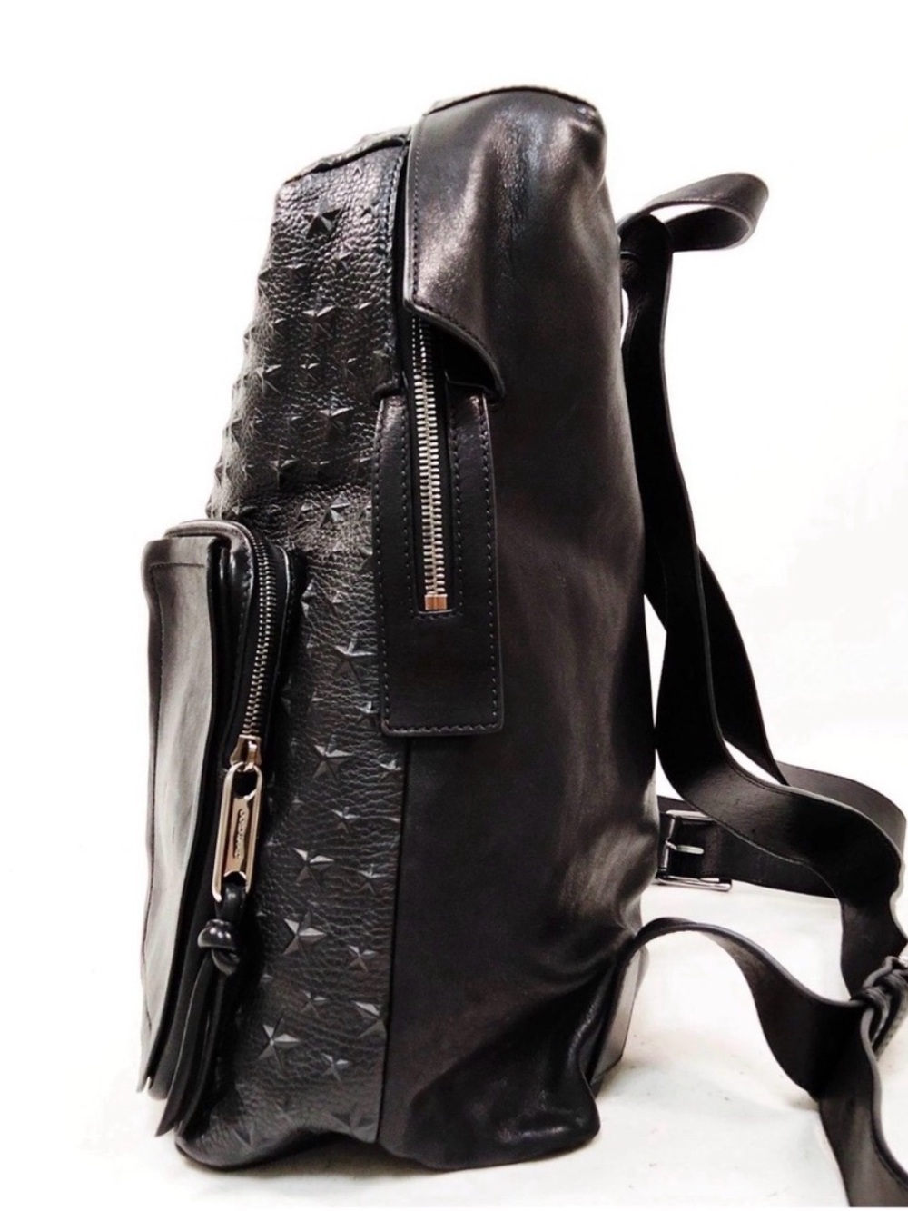 FINAL PRICE Jimmy Choo Black Star-Embossed Leather Backpack with Front Pockets - Picture 3 of 9